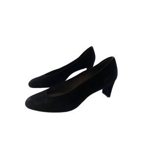 Stuart Weitzman Womens Black Round Toe Slip On Heels Dressy Pump Shoes Size 9